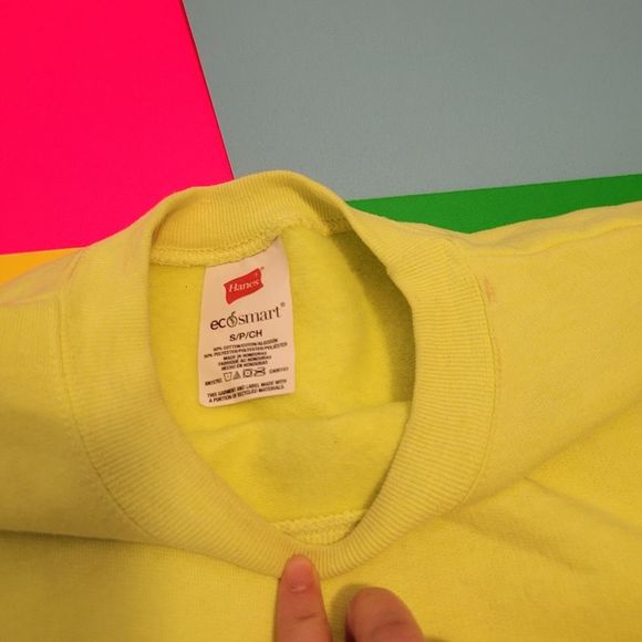 Vintage Hanes neon yellow crewneck sweatshirt sweater - Picture 3 of 4